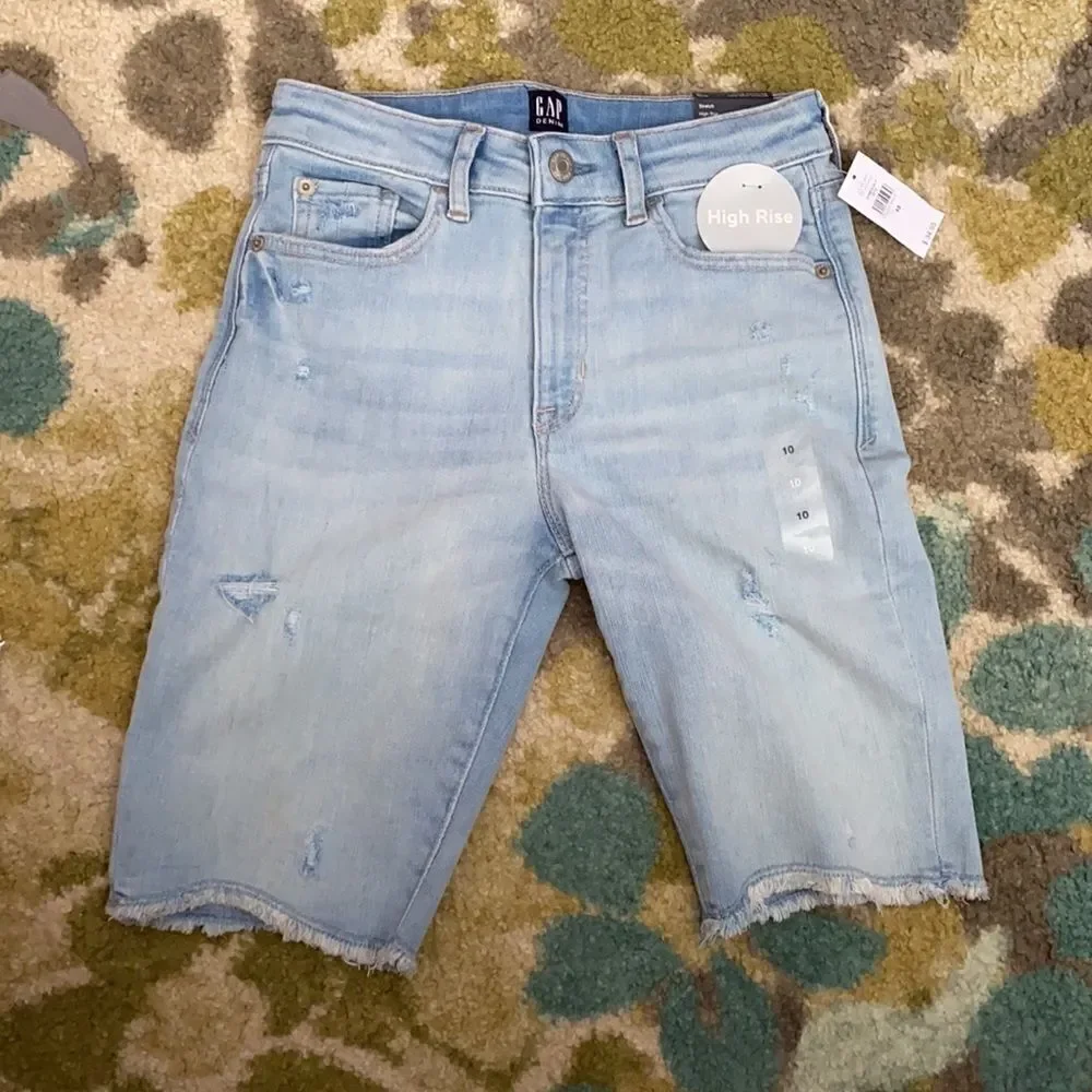 GAP Kids | Light Blue | HIGH-RISE DISTRESSED DENIM SHORTS